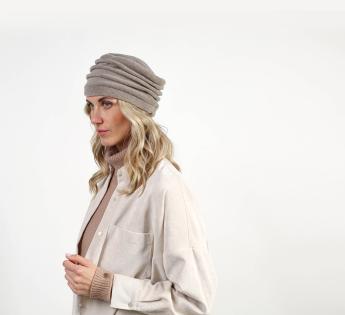Bonnet Laine Gris Clair a Revers Homme Femme Double Thermo Polaire  Kanysk-Taill